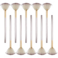 10 professional facial fan brushes with champagne finish and protective covers