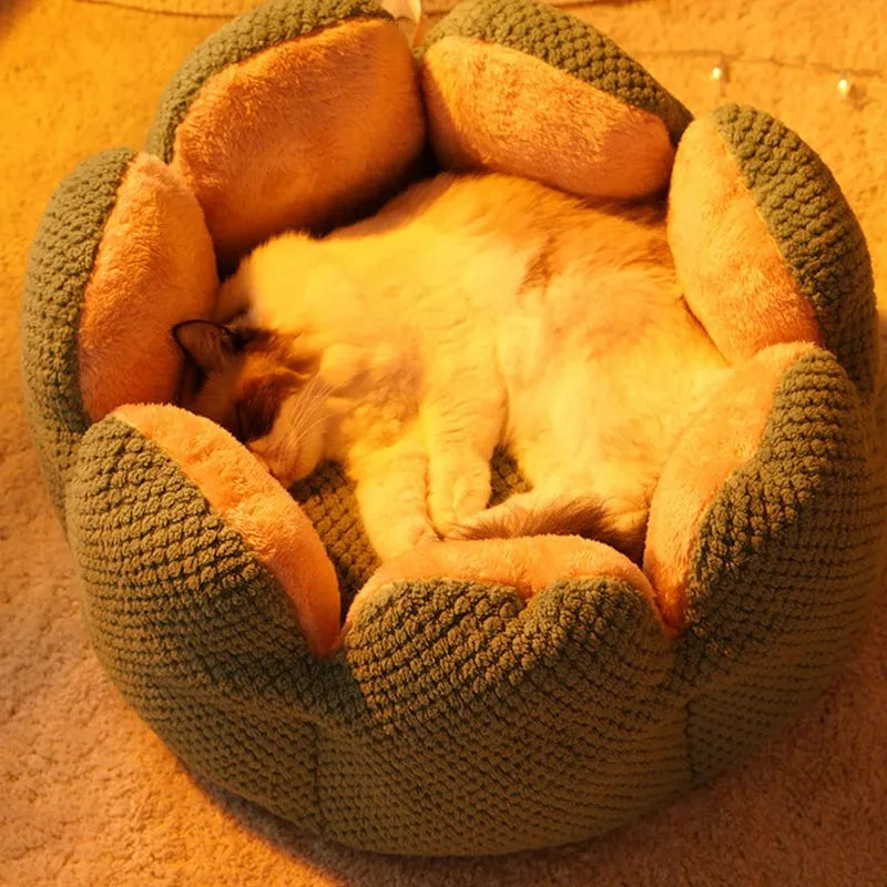 Cactus petal shaped pet kennel mat in soft plush material with non-slip bottom