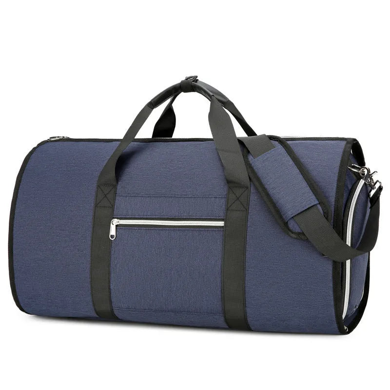Grey Oxford cloth multi-purpose storage bag with compartments showing dry wet separation feature.