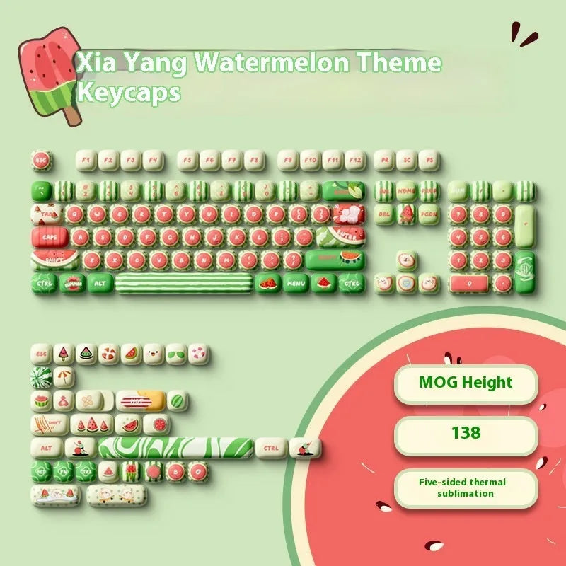 Watermelon theme mechanical keyboard key caps with five-sided sublimation printing on PBT plastic