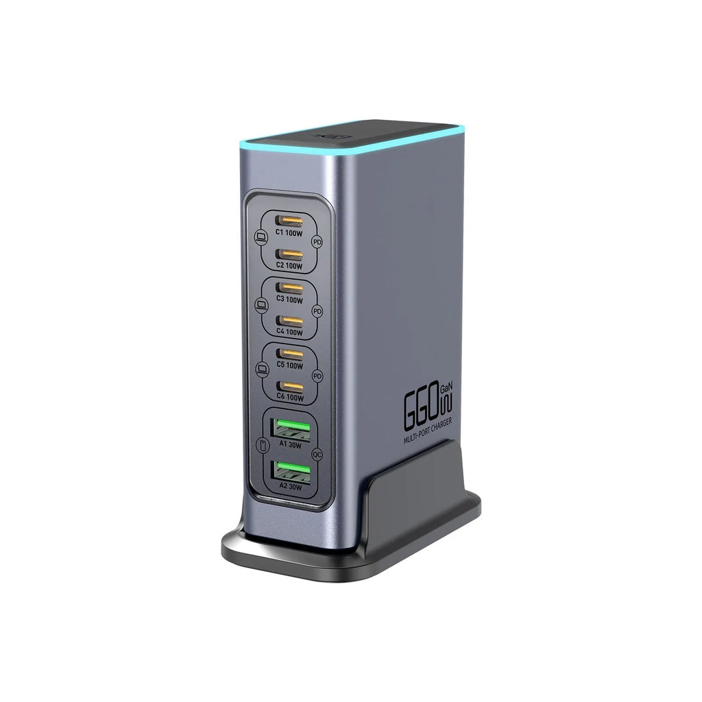 660W Gallium Nitride desktop charger with multiple international plug options