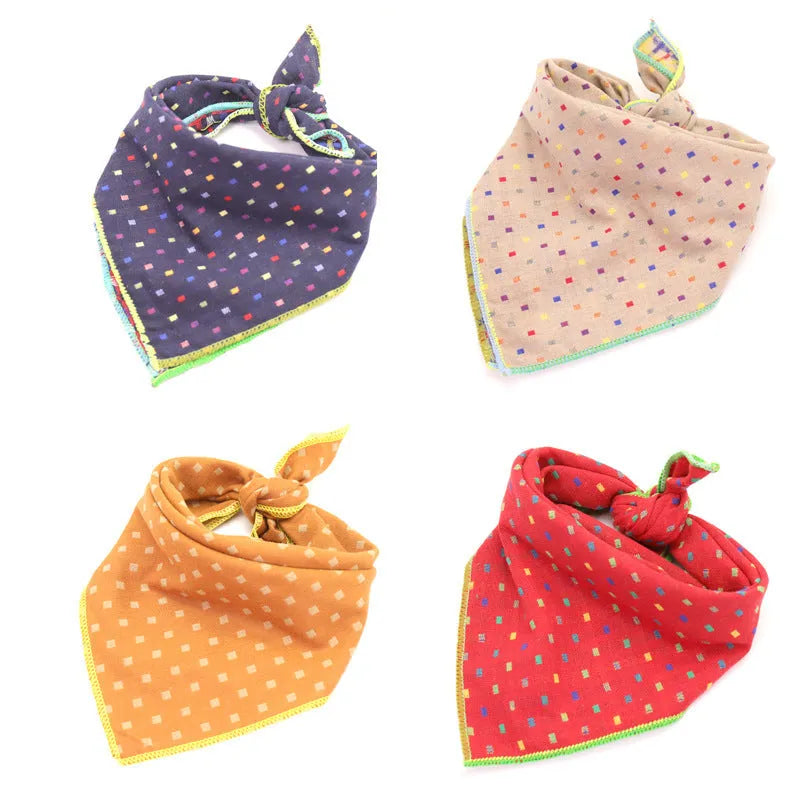 Plaid double sided cotton pet scarf 45x45cm for small dogs and cats