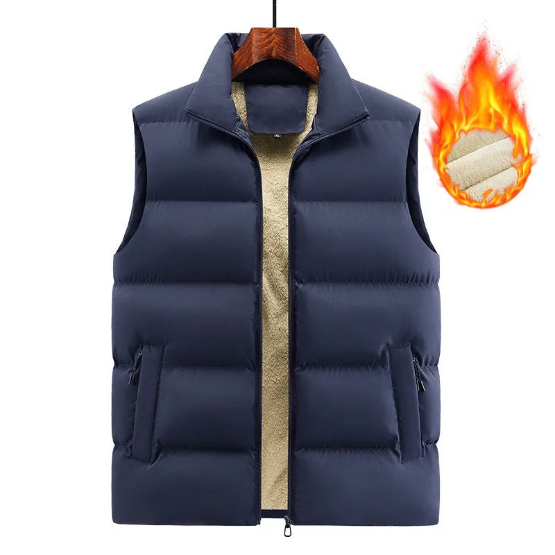 Men's striped lambswool vest in black colour showing waistcoat design with autumn winter styling
