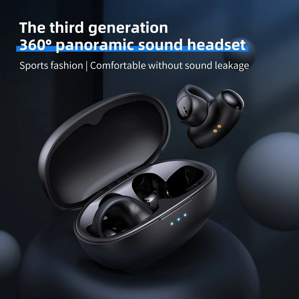 T306 black and white Bluetooth clip-on sports gaming headset with ear hook design