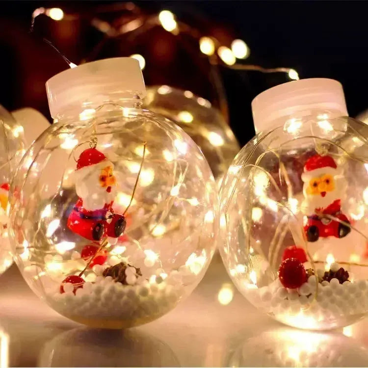 10-piece LED Christmas curtain lamp set with fairy snowman wishing ball designs for window decoration