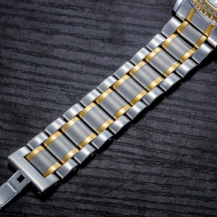 Fashionmonger automatic mechanical watch with gold case and black dial showing business style design