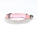 Velvet cat collar with rhinestone decoration showing adjustable buckle and colour options