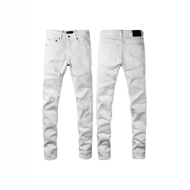 Men's black slim fit skinny jeans with straight leg design and button fly closure