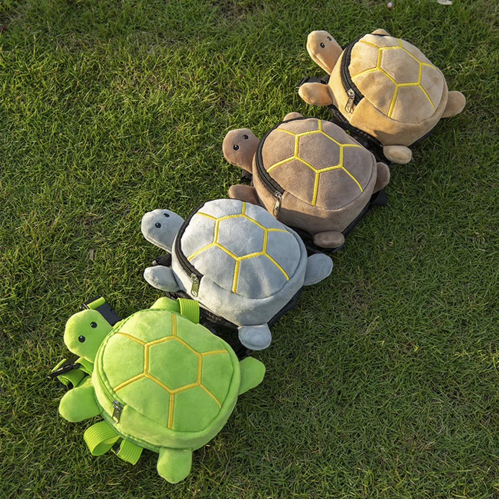 Turtle-shaped velvet dog backpack harness with metal zipper in four colour options