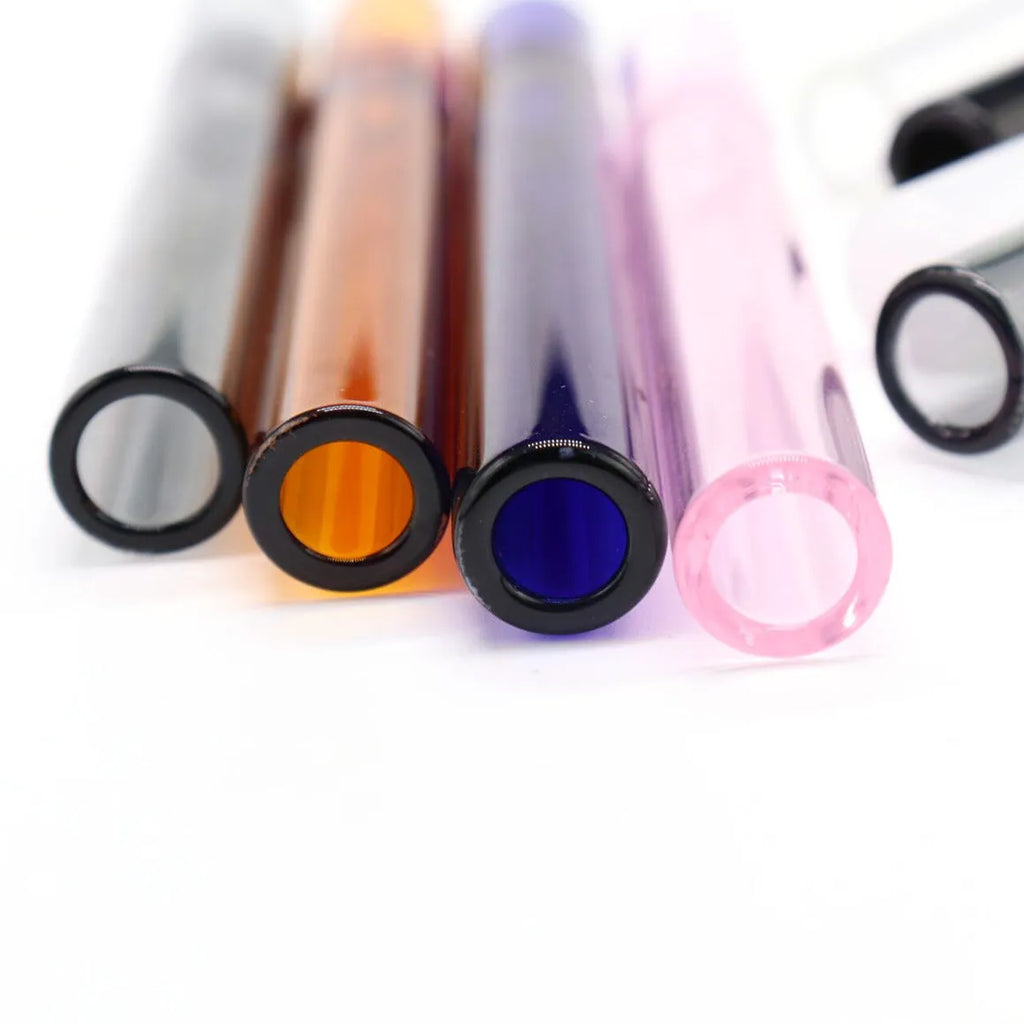Transparent pink glass telescopic smoke pipe with clear straight suction nozzle