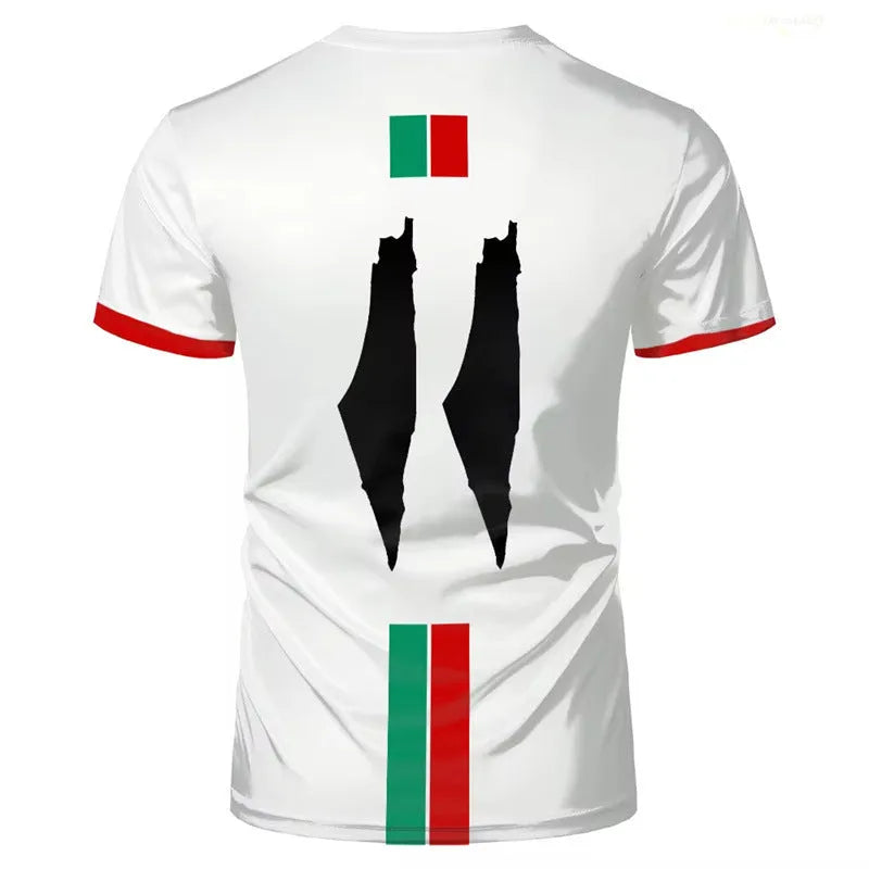 Men's black 3D printed football t-shirt with stereoscopic pattern and half sleeves
