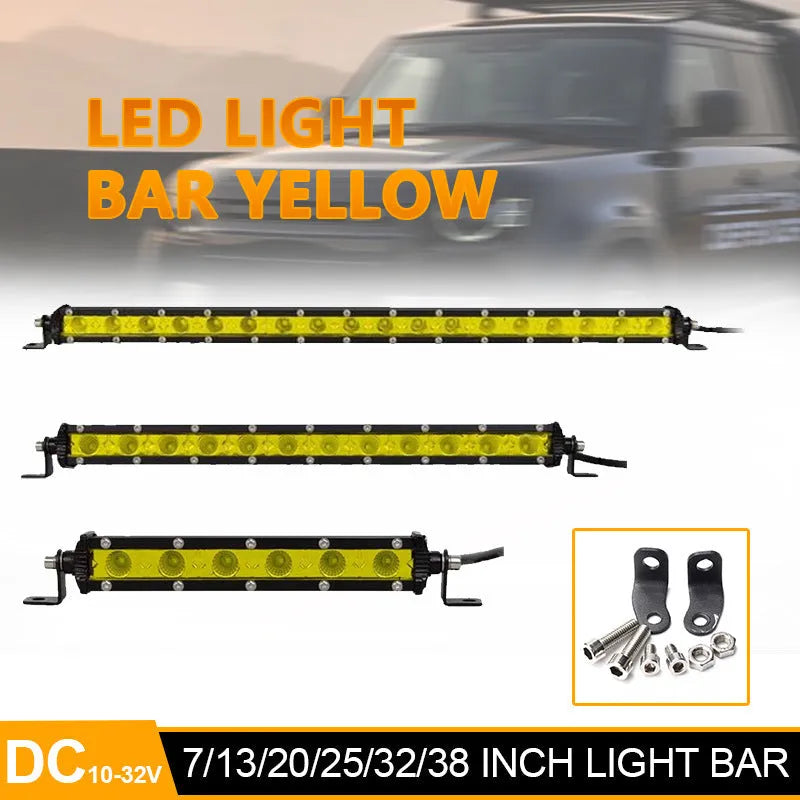25-inch silver aluminium alloy single row LED light bar for cars with mounting brackets