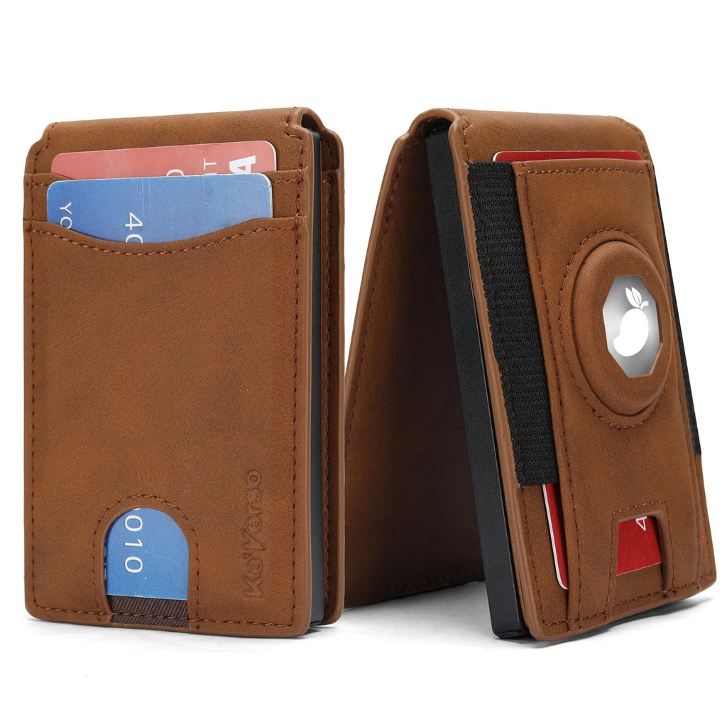 Men's card holder wallet in black, dark brown or light brown with synthetic leather lining