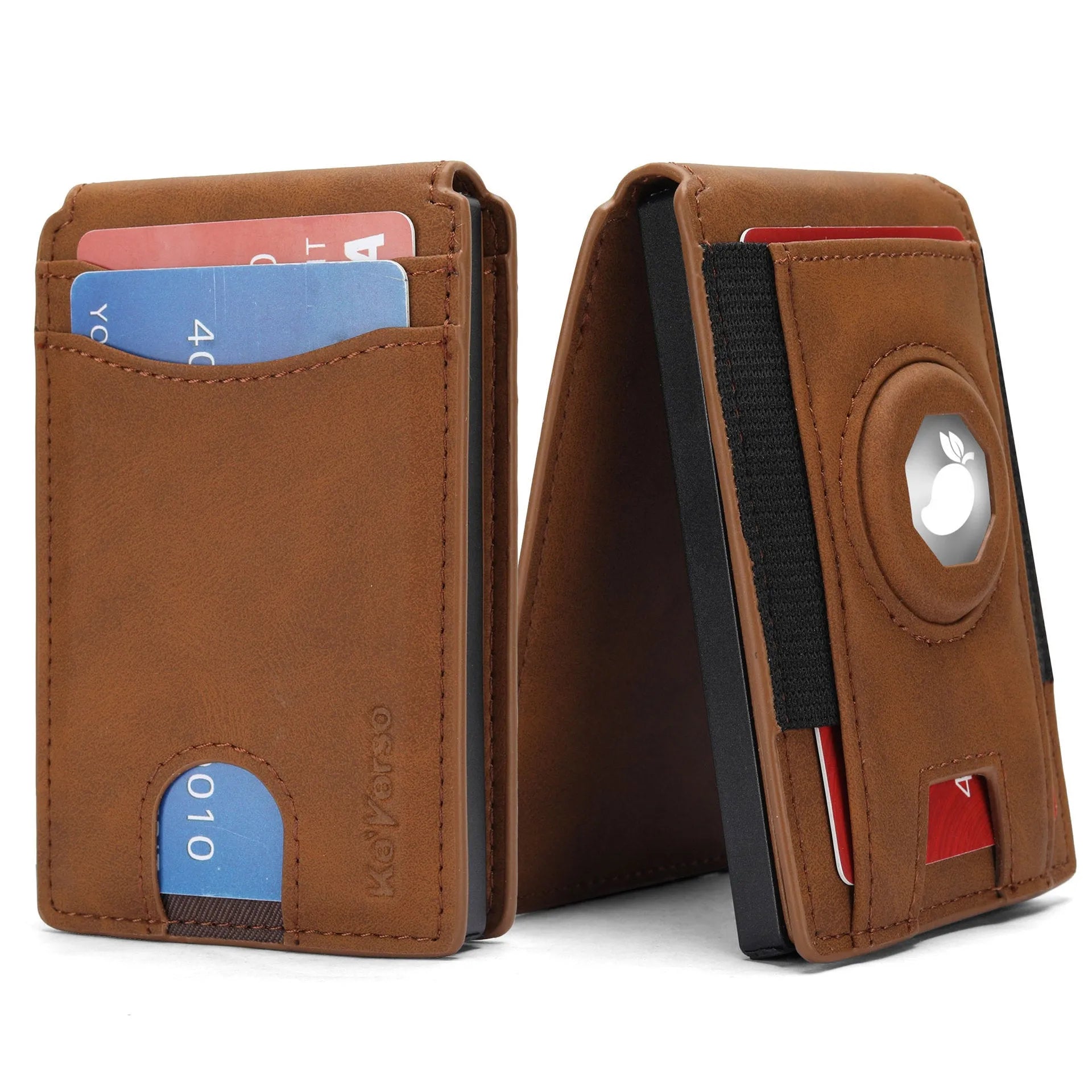 Men's card holder wallet in black, dark brown or light brown with synthetic leather lining