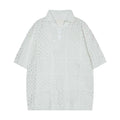 Black polyester blend short-sleeved polo shirt with cardigan style for teenage casual wear