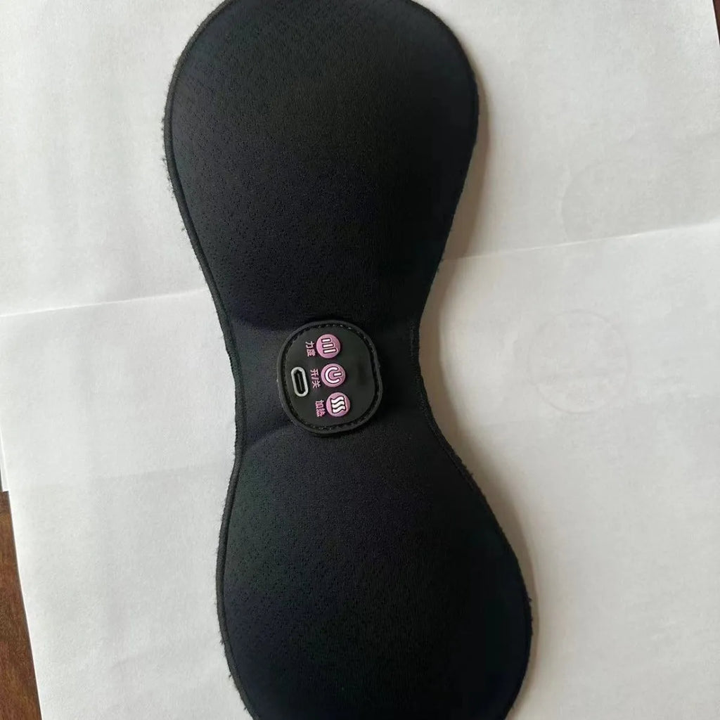 Black electric massage chest paste with adhesive stickers and 3-key English interface for vibration massage