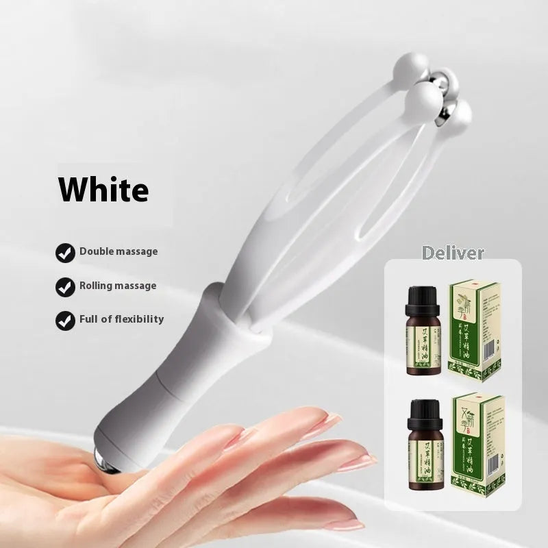 Blue and white finger massager with steel ball rollers for hand joint care