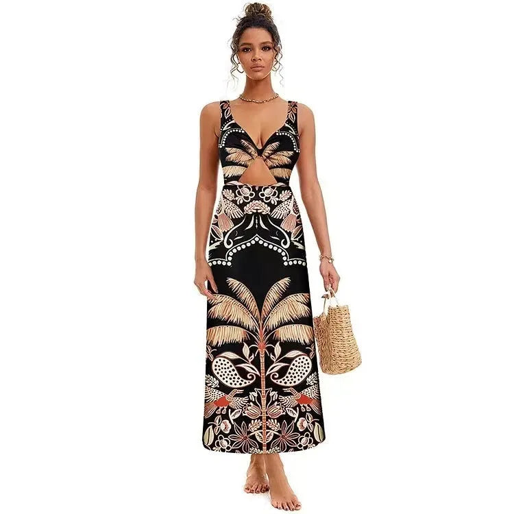 Women's black one-piece swimsuit with one-shoulder design for beach use