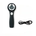 Black and silver metal jewellery appraisal magnifying glass with optical glass lens and USB-C cable.