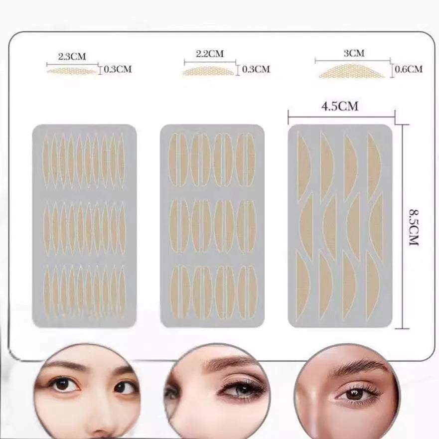 Box of no glue eyelid stickers in three colour classifications L, M, and S made from non-woven fabric