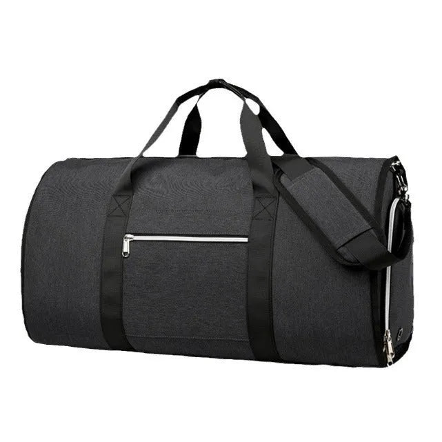 Grey Oxford cloth multi-purpose storage bag with compartments showing dry wet separation feature.