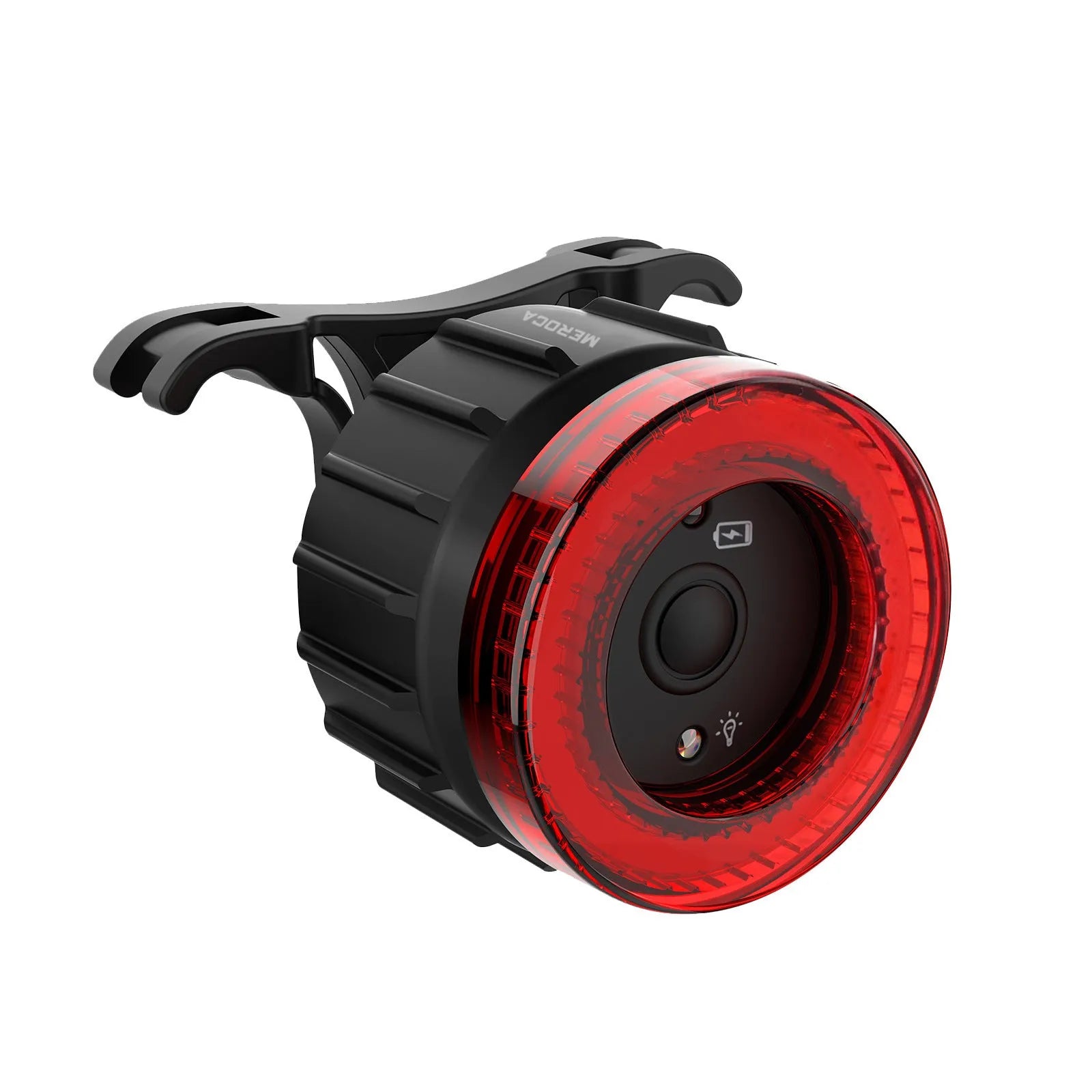 Black intelligent induction brake taillight with aluminium alloy body and seat tube bracket for cycling safety