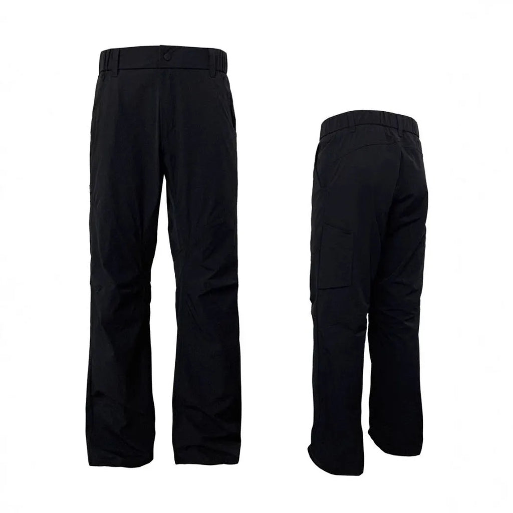 Men's straight-leg casual trousers in Army Green with an elastic mid waistband on a white background.
