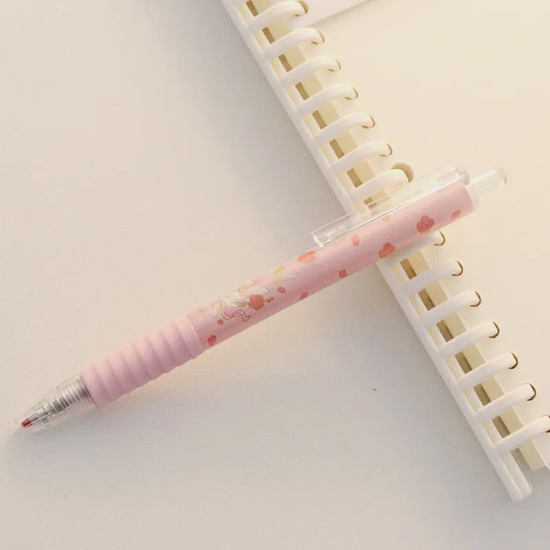 Cute peach press gel pen with kawaii design, plastic shell, 14cm length