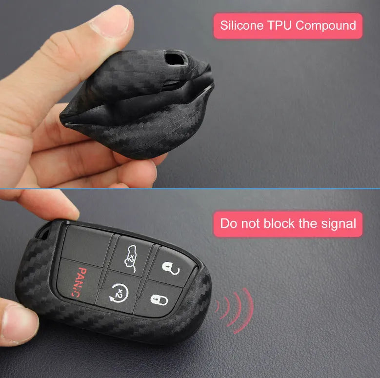 Silicone car key case for Dodge Chrysler Fiat remote keys with buckle or plain options
