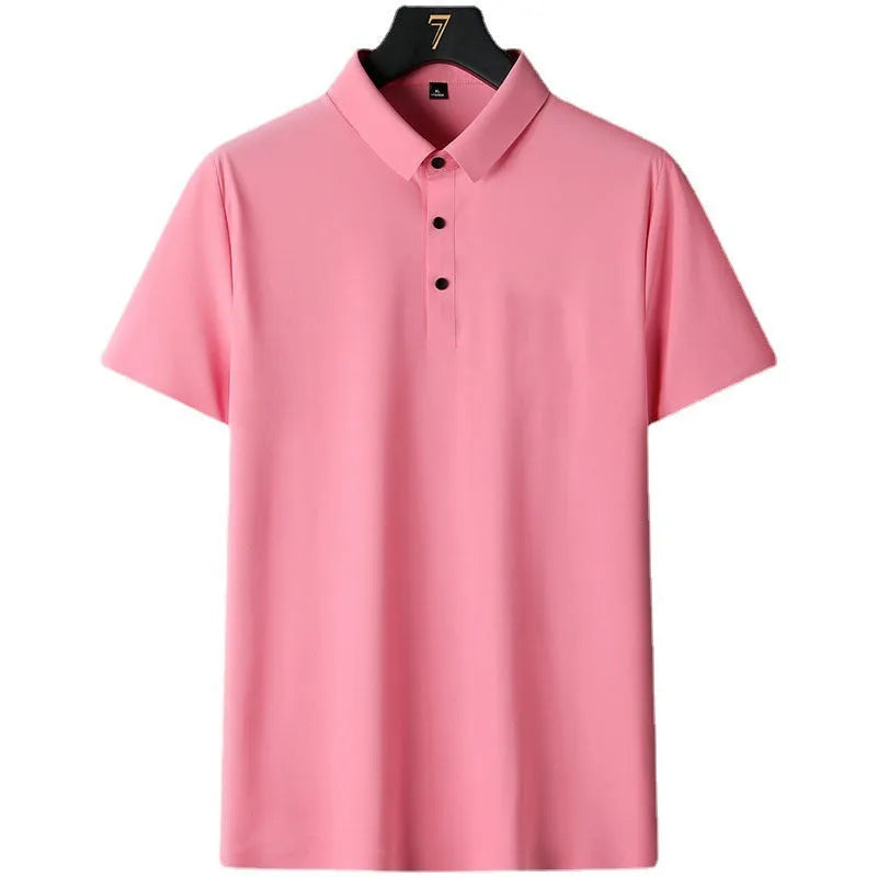 Men's non-ironing business casual shirt in solid colour with short sleeves