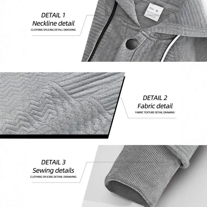 Men's pullover hooded sweater in solid colour, loose fit, long sleeve, available in six colours