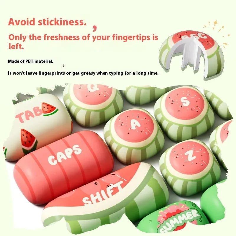Watermelon theme mechanical keyboard key caps with five-sided sublimation printing on PBT plastic