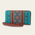 Striped bohemian canvas RFID-blocking wallet in multiple colours showing card slots.
