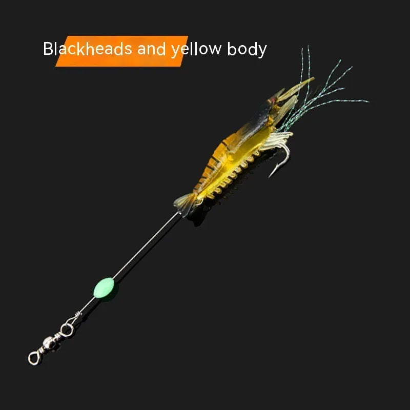 Luer soft plastic fishing lure with hook in six colour variations including luminous options