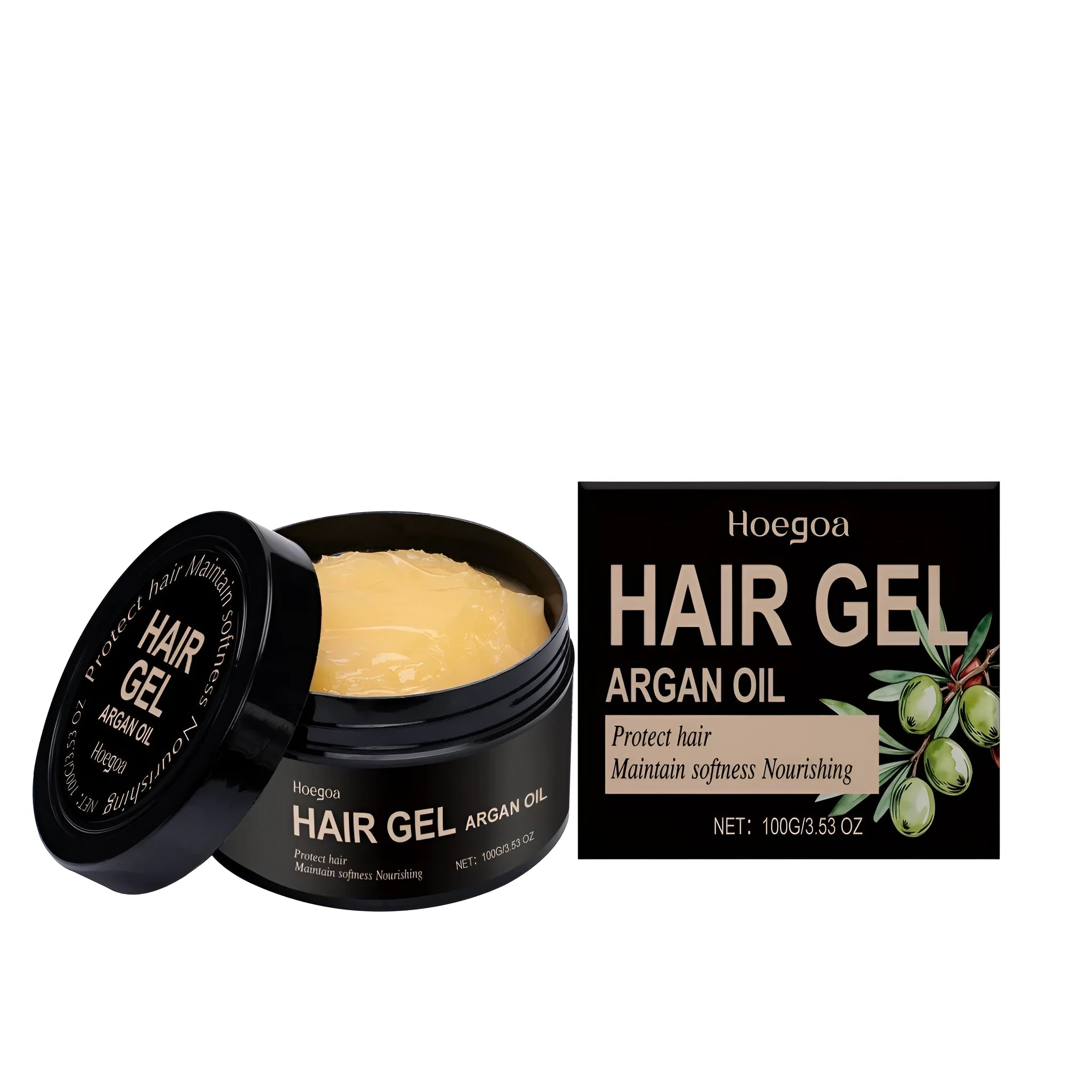 100ml Moroccan nut oil setting gel with hyaluronic acid and vitamin E ingredients