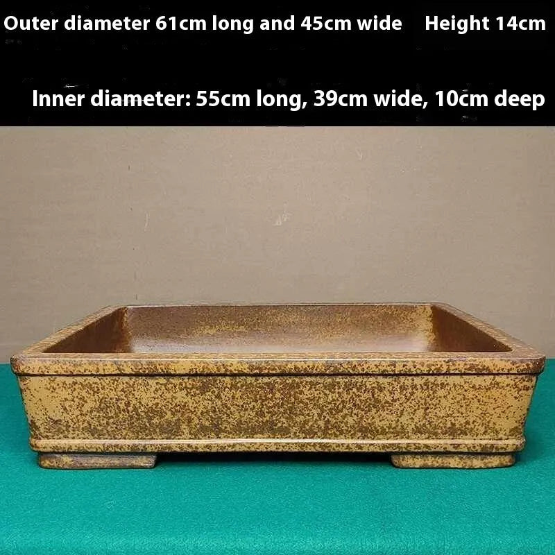 Straight shallow rectangular Yixing purple sand flowerpot for corridor plant display