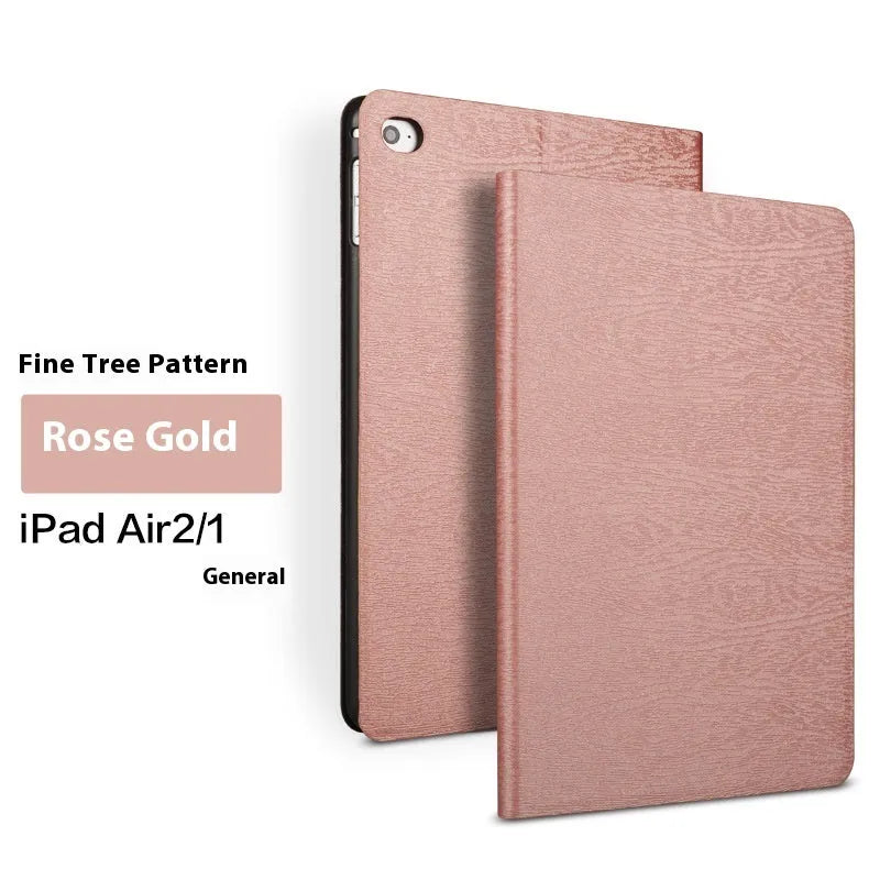Sapphire blue imitation leather iPad cover with integrated sleep bracket standing upright.
