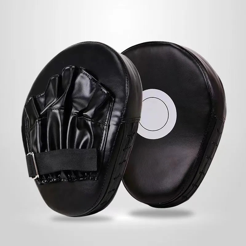 Boxing punch mitts for martial arts training in curved and flat designs with multiple colour options.