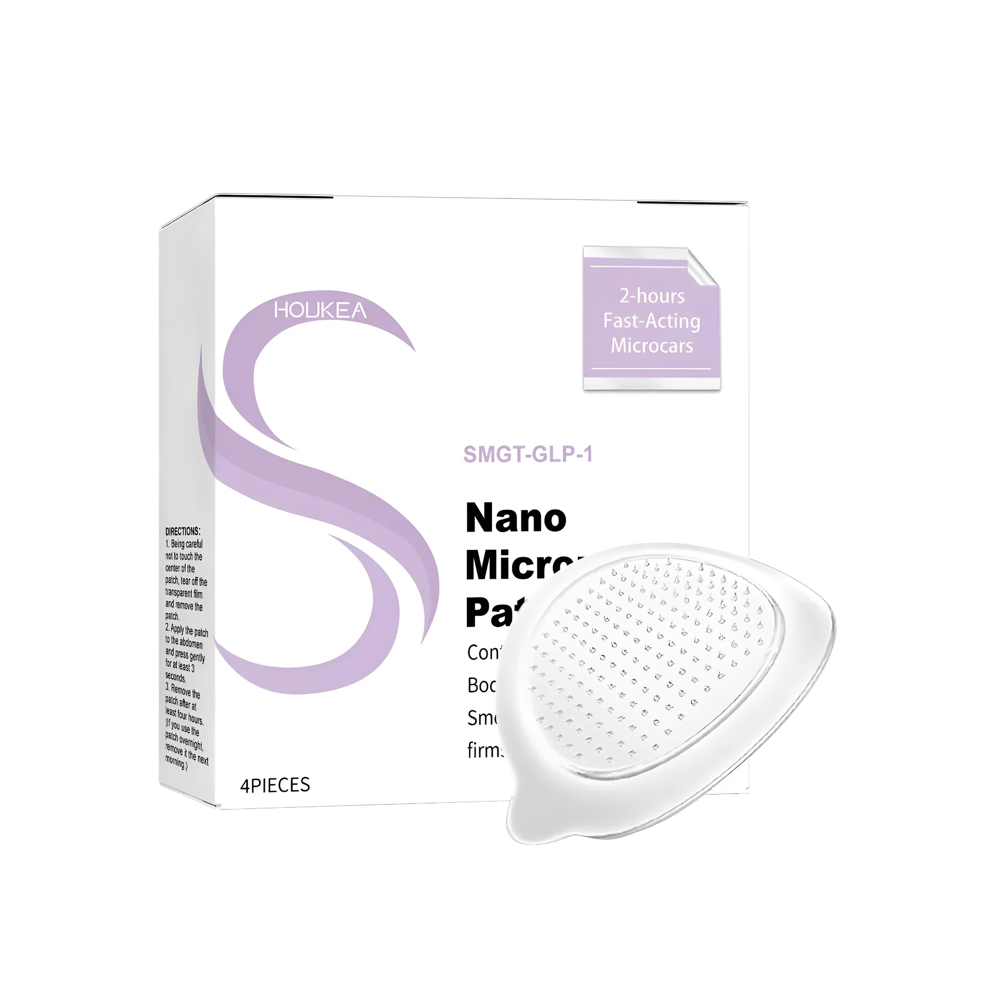 Pack of four white nano microneedle nursing stickers for skincare application.