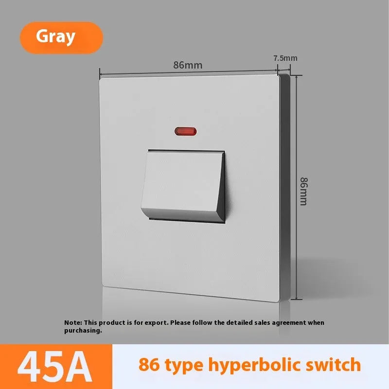 High current water heater switch with light panel in gold, gray, or white finish