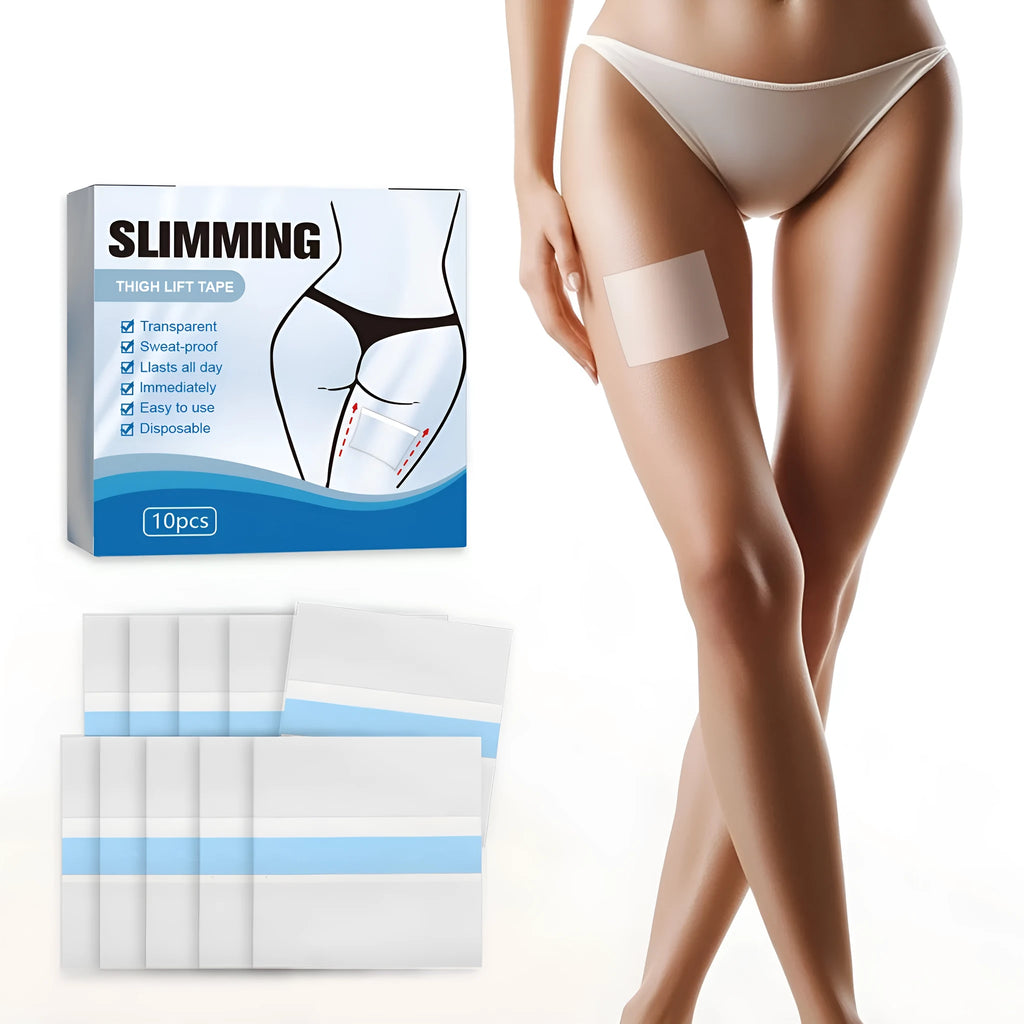 Box of 10 adhesive body shaping navel patches measuring 12cm square with hyaluronic acid and collagen