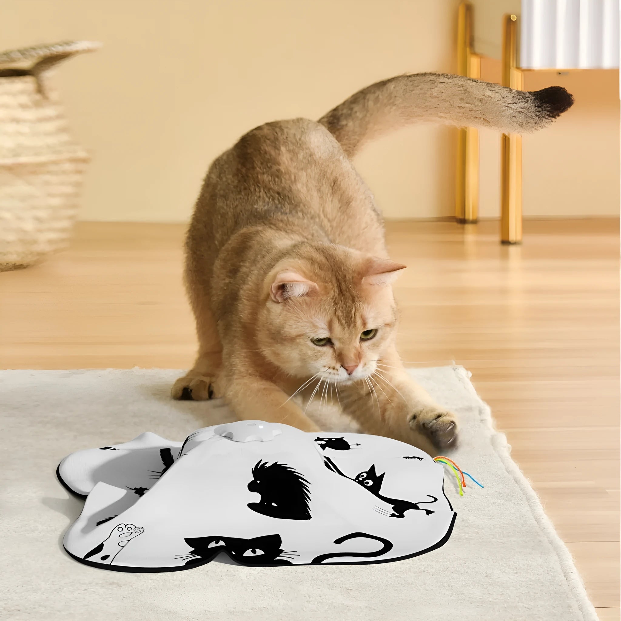 Plastic cat self-play toy teaser in picture colour, dimensions 19.8x11.5x19.5 cm
