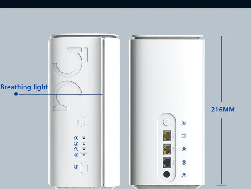 4G CPE wireless router with dimensions 51x30x5mm showing Qualcomm and Zhanrui chip version options