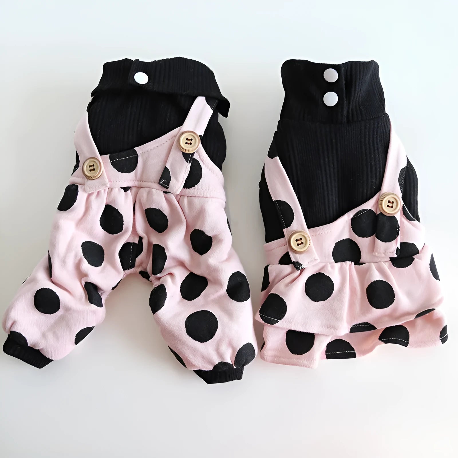Pet couple clothing with lapel shoulder strap design in cloth fabric