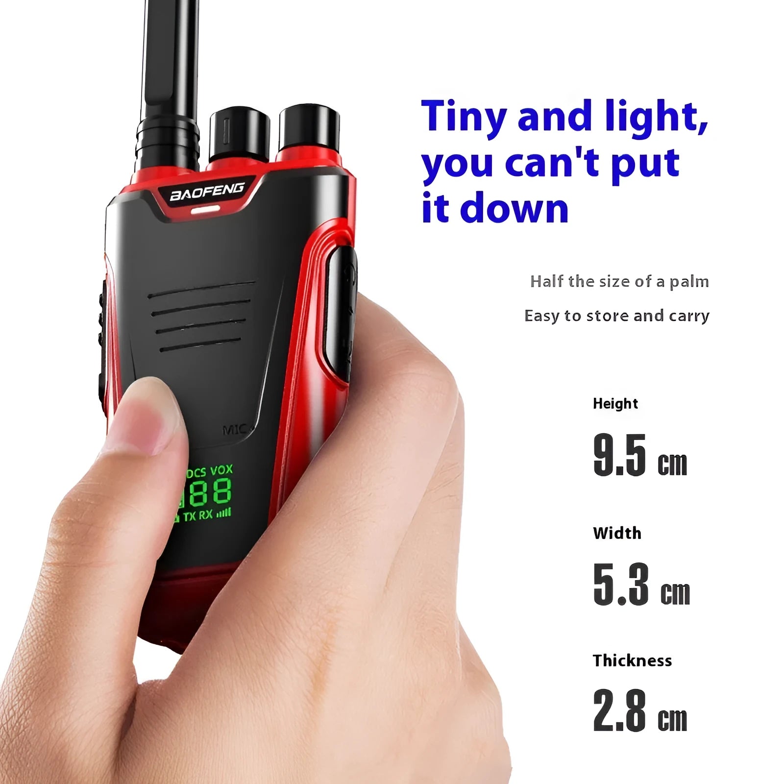 Red or yellow high-power 10W rechargeable intercom for hotels and child monitoring with USB charging.