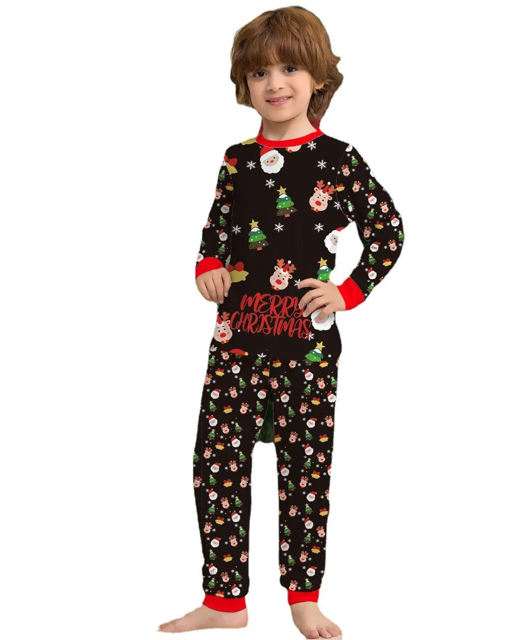 Family Christmas matching pyjamas set in 95% cotton with plaid and cartoon prints for adults, children, babies, and dogs
