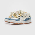 Unisex low-top casual shoes in denim blue with mesh upper, rubber sole, and round toe.