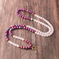 Emperor Stone necklace with pink crystal round beads pendant on chain