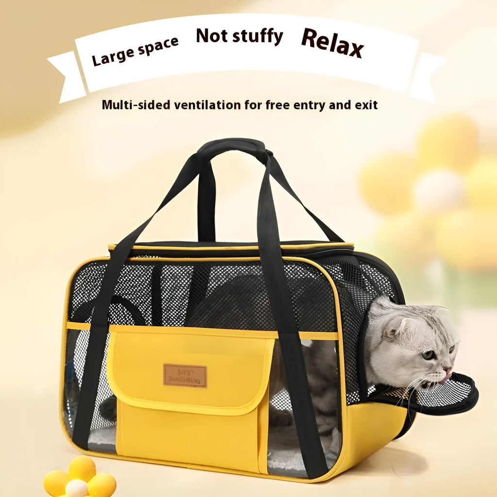 Breathable Oxford cloth one-shoulder pet carrier bag in solid colour for small dogs and cats
