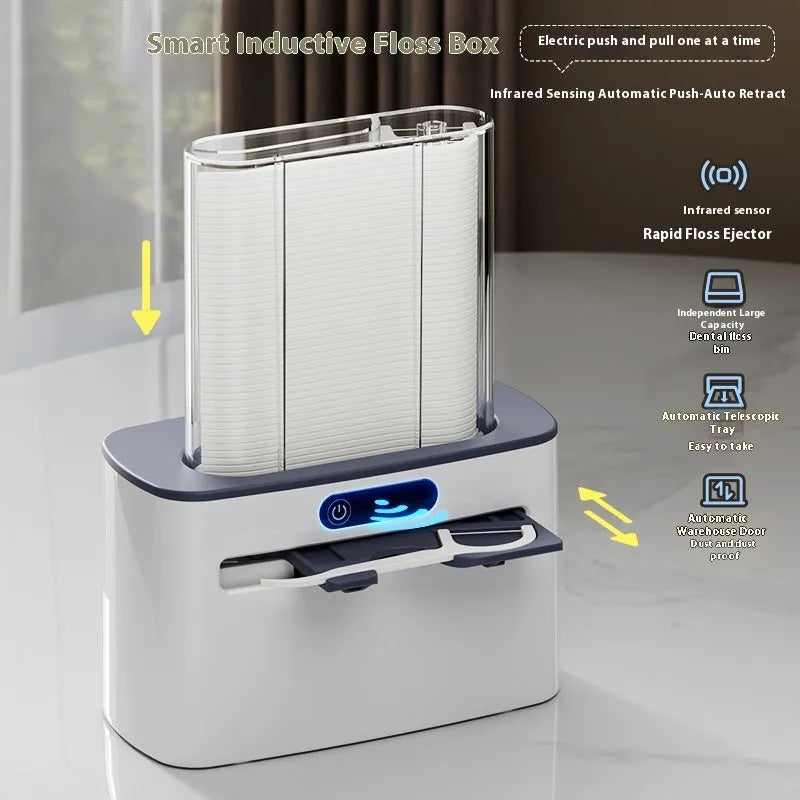 Intelligent induction automatic dental floss box in dark gray, light gray, or gold colour with rechargeable battery
